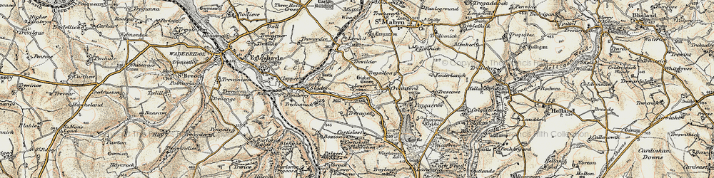 Old map of Lower Croan in 1900
