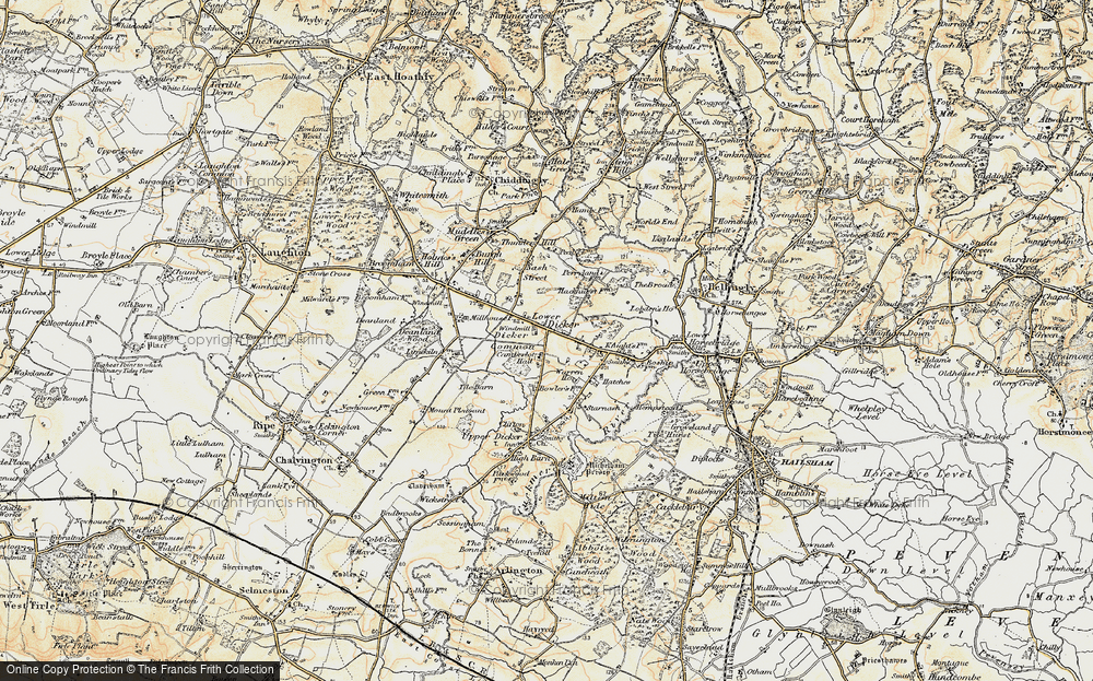 Old Map of Lower Dicker, 1898 in 1898