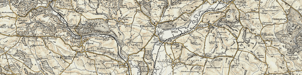 Old map of Lower Ellastone in 1902