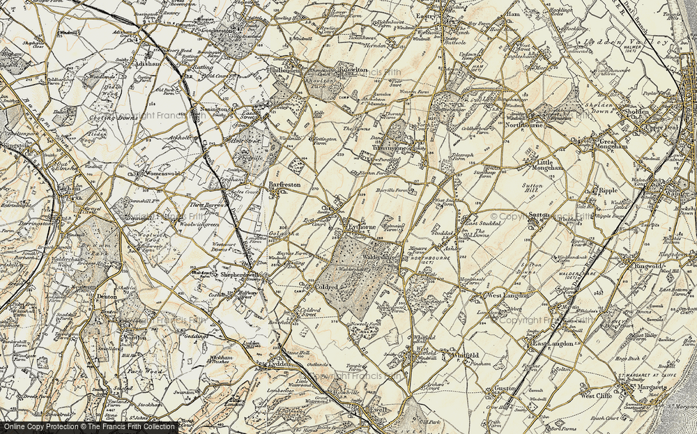 Old Map of Lower Eythorne, 1898-1899 in 1898-1899