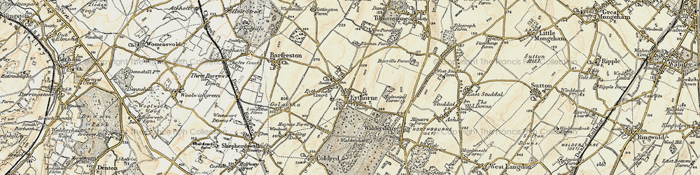 Old map of Lower Eythorne in 1898-1899