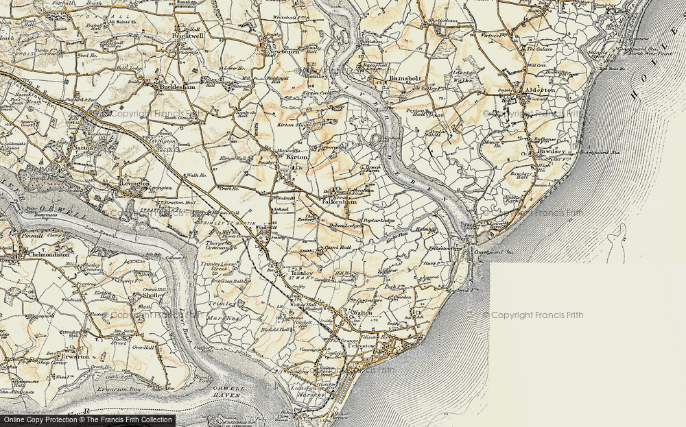 Old Map of Lower Falkenham, 1898-1901 in 1898-1901