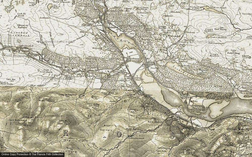 Old Map of Lower Gledfield, 1911-1912 in 1911-1912