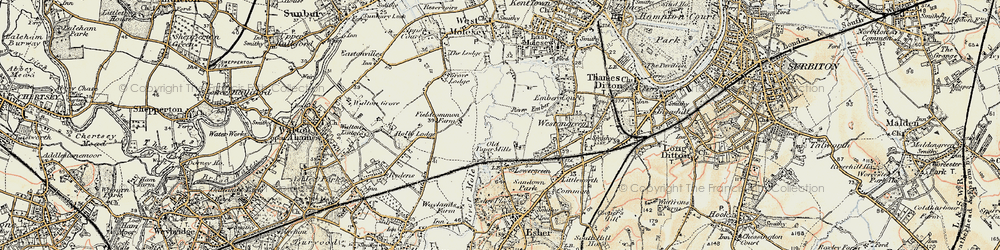 Old map of Lower Green in 1897-1909