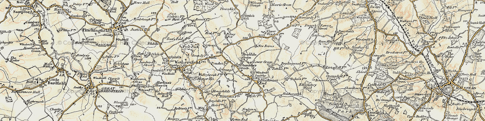 Old map of Lower Green in 1898-1899