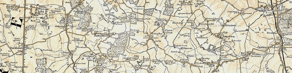 Old map of Lower Green in 1898-1901