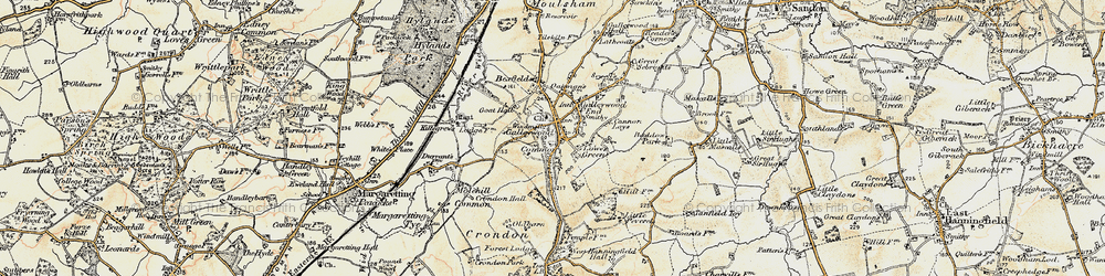 Old map of Lower Green in 1898