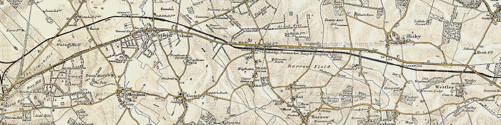 Old map of Lower Green in 1899-1901