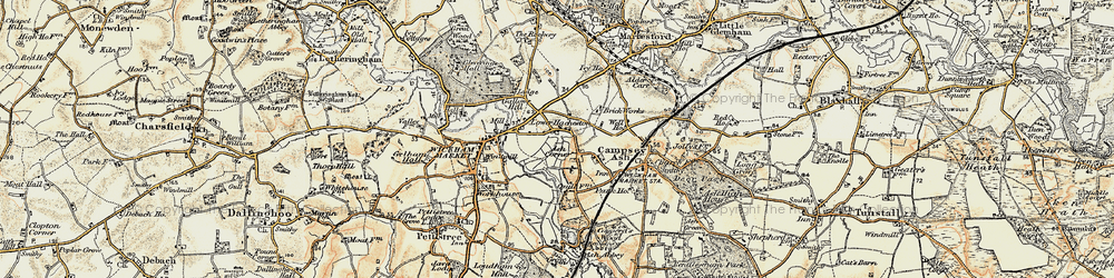 Old map of Ash Corner in 1898-1901