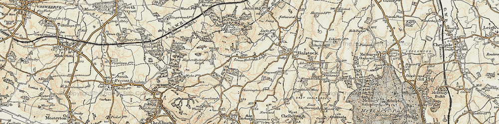 Old map of Lower Halstock Leigh in 1899