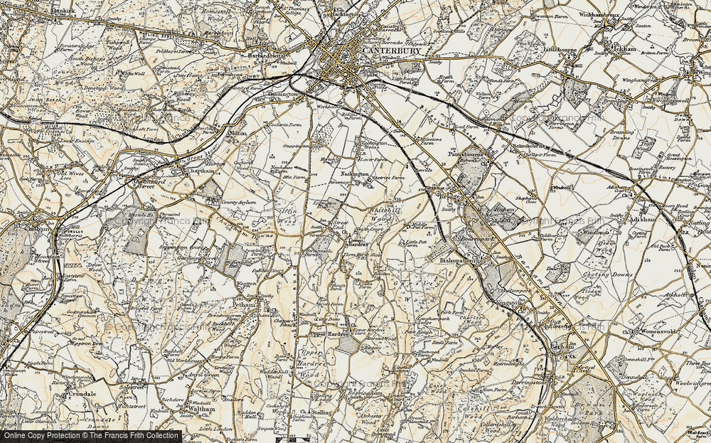 Old Map of Lower Hardres, 1898-1899 in 1898-1899