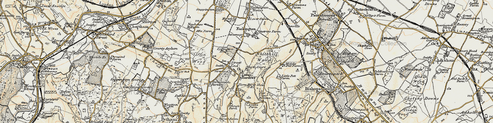 Old map of Lower Hardres in 1898-1899