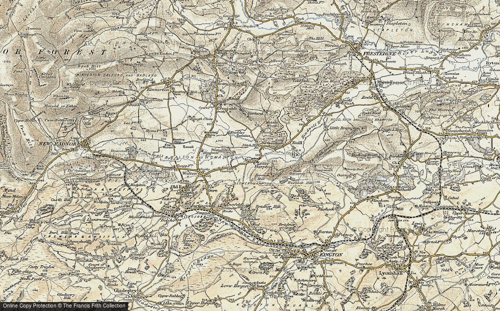 Old Map of Historic Map covering Burfa in 1900-1903