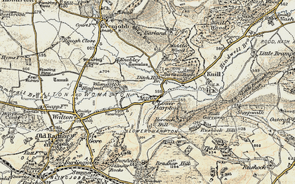 Old map of Lower Harpton in 1900-1903