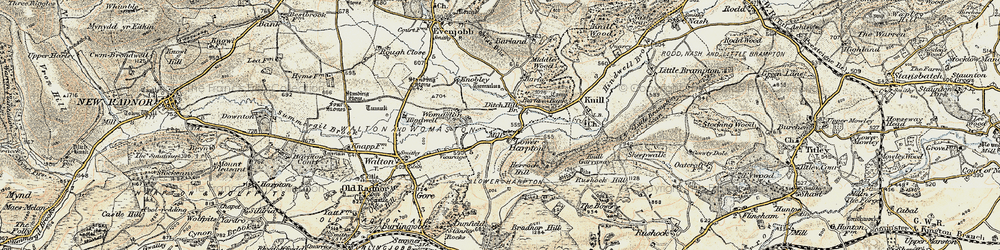 Old map of Lower Harpton in 1900-1903