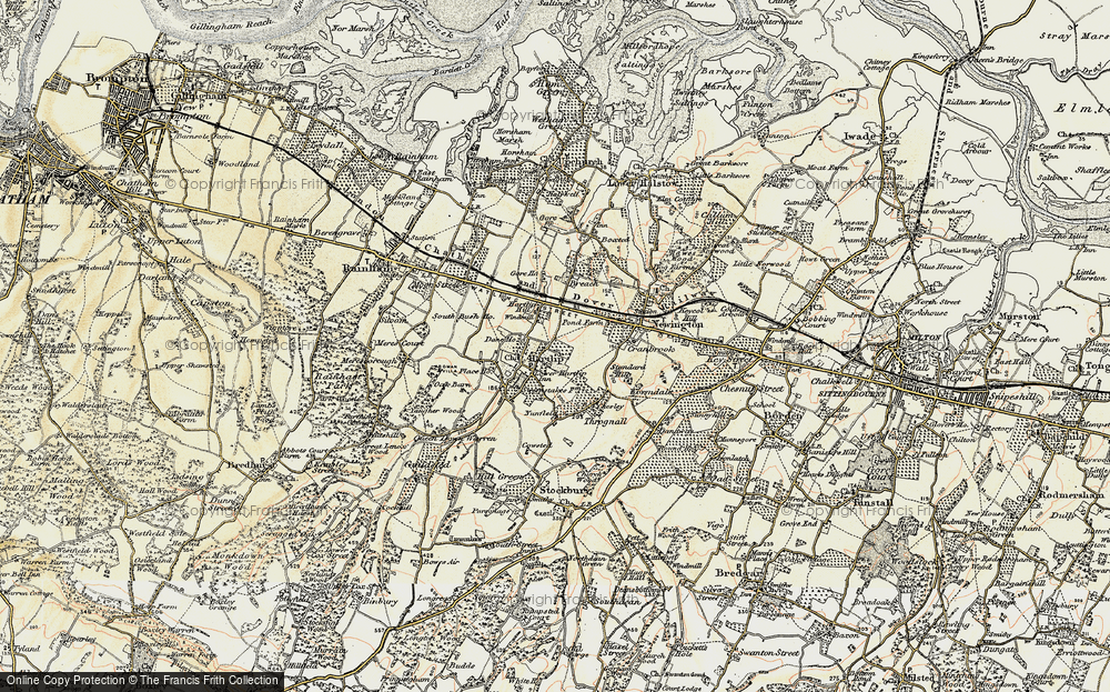 Old Map of Lower Hartlip, 1897-1898 in 1897-1898