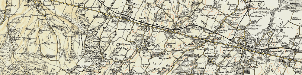 Old map of Lower Hartlip in 1897-1898