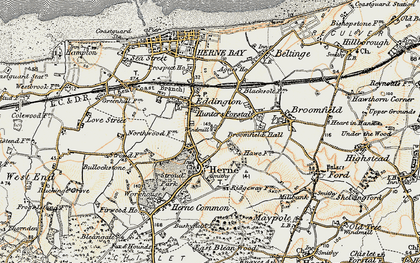 Old map of Lower Herne in 1898-1899