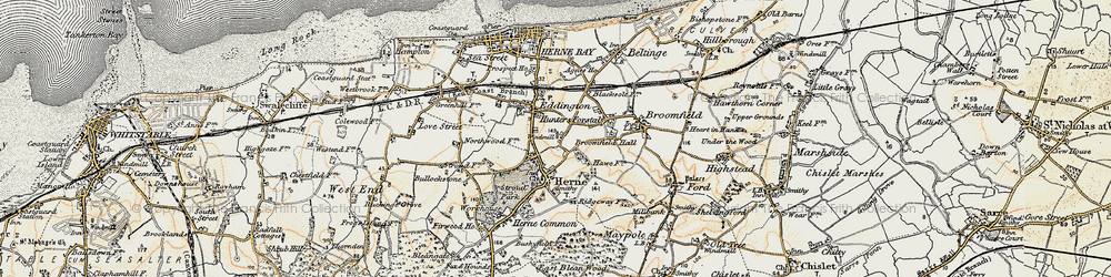 Old map of Lower Herne in 1898-1899