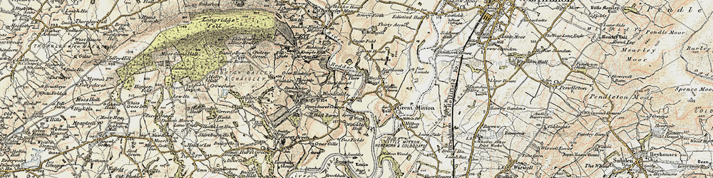 Old map of Lower Hodder in 1903-1904