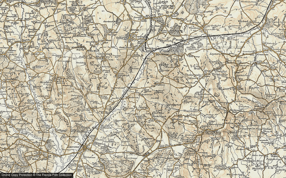 Old Map of Historic Map covering Buddlewall in 1898-1899