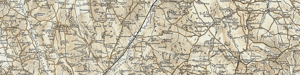 Old map of Lower Holditch in 1898-1899