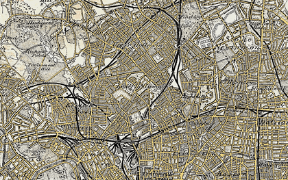 Old map of Lower Holloway in 1897-1902