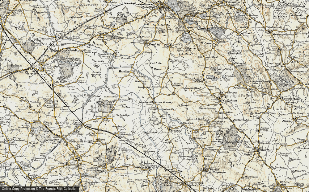 Old Map of Lower Hordley, 1902 in 1902