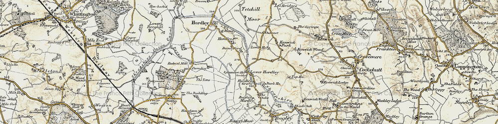 Old map of Lower Hordley in 1902