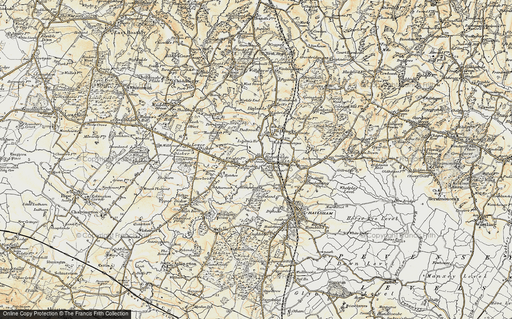Old Map of Lower Horsebridge, 1898 in 1898