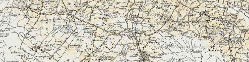 Old map of Lower Horsebridge in 1898