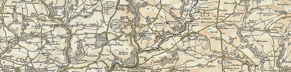 Old map of Lower Loxhore in 1900