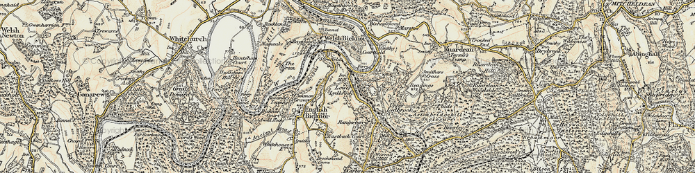 Old map of Lower Lydbrook in 1899-1900