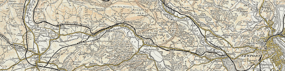 Old map of Lower Machen in 1899-1900