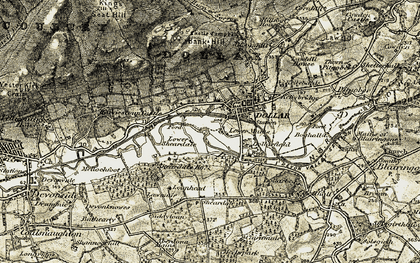 Old map of Lower Mains in 1904-1908