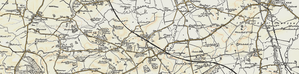 Old map of Lower Moor in 1898-1899