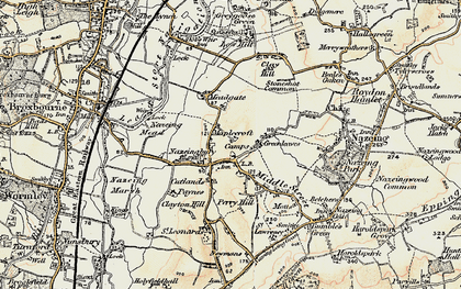 Old map of Lower Nazeing in 1898