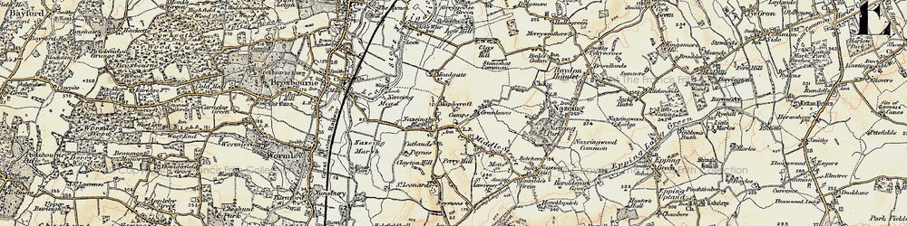 Old map of Lower Nazeing in 1898
