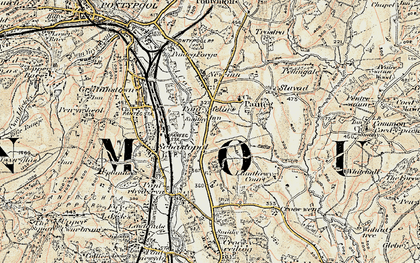 Old map of Lower New Inn in 1899-1900