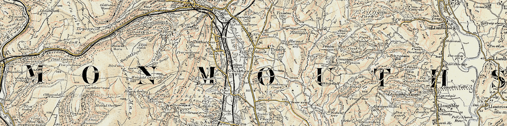 Old map of Lower New Inn in 1899-1900