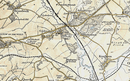 Old map of Lower Oddington in 1898-1899