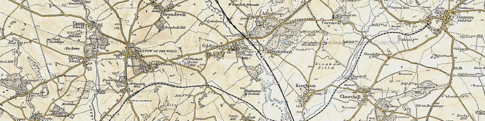Old map of Lower Oddington in 1898-1899