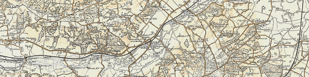 Old map of Lower Padworth in 1897-1900