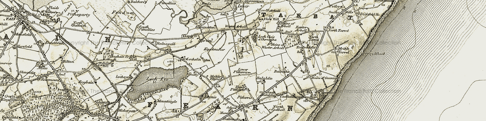 Old map of Lower Pitkerrie in 1911-1912