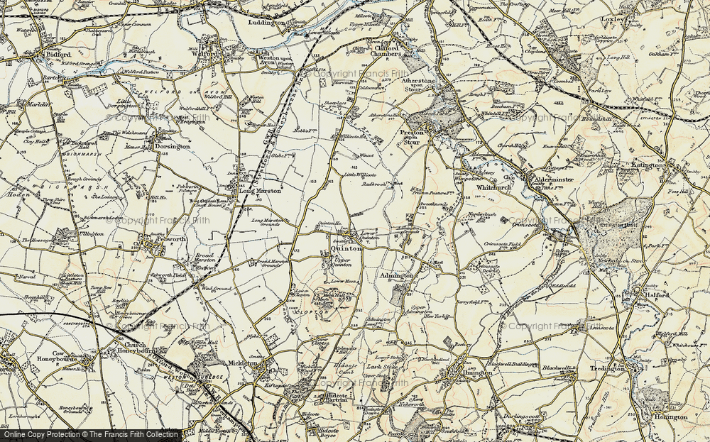 Quinton Halesowen Old Map of Warwickshire in 1904- Repro 13 SW Hill 
