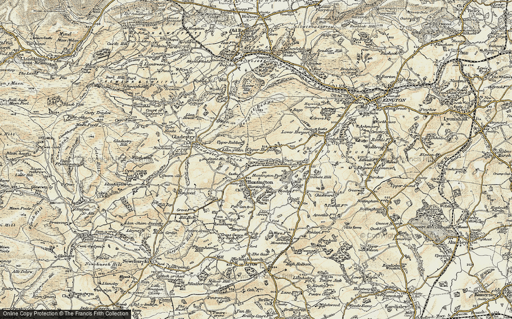 Old Map of Historic Map covering Gladestry Brook in 1900-1903