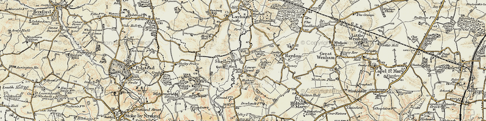 Old map of Lower Raydon in 1898-1901
