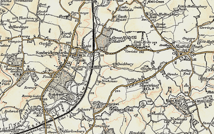 Old map of Sheering Hall in 1898-1899