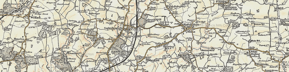 Old map of Sheering Hall in 1898-1899