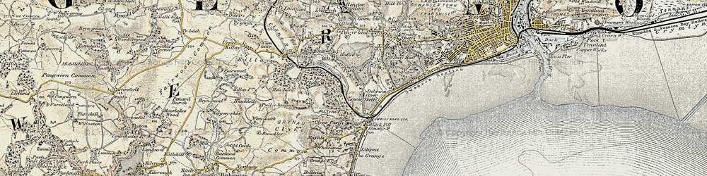 Old map of Lower Sketty in 1900-1901